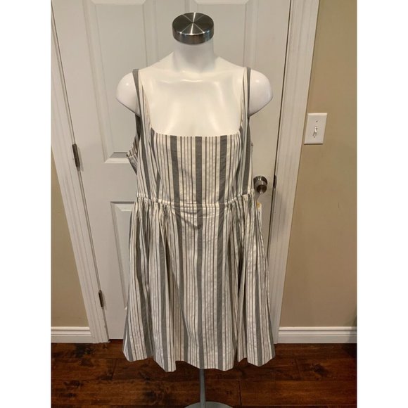 Rebecca Taylor White & Gray Striped Sundress "Empire Dress", Size 16 NWT! - Picture 2 of 8